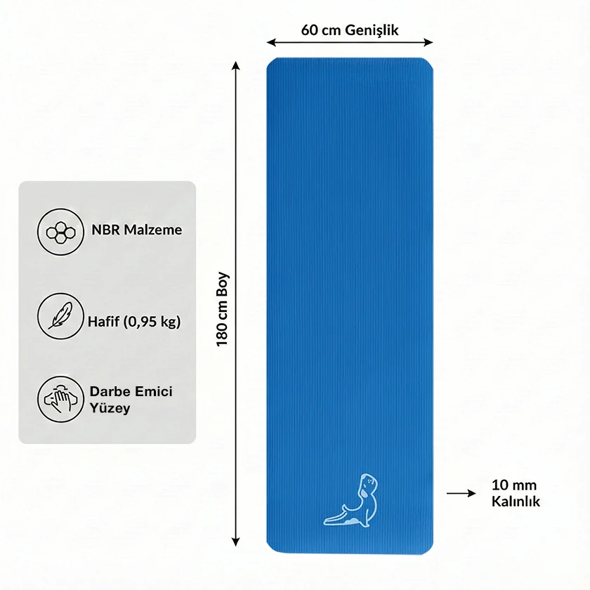 Comfort Serisi Mavi 10 mm NBR Egzersiz Matı