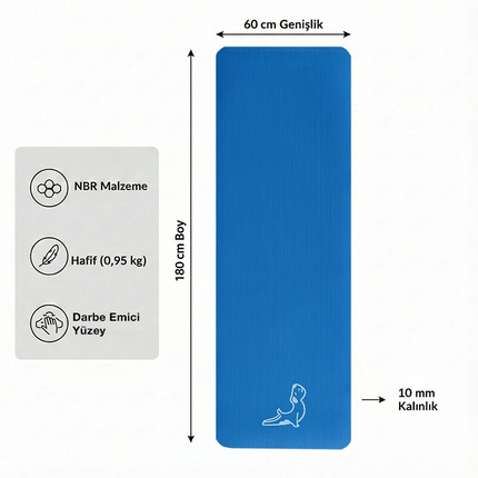 Comfort Serisi Mavi 10 mm NBR Egzersiz Matı