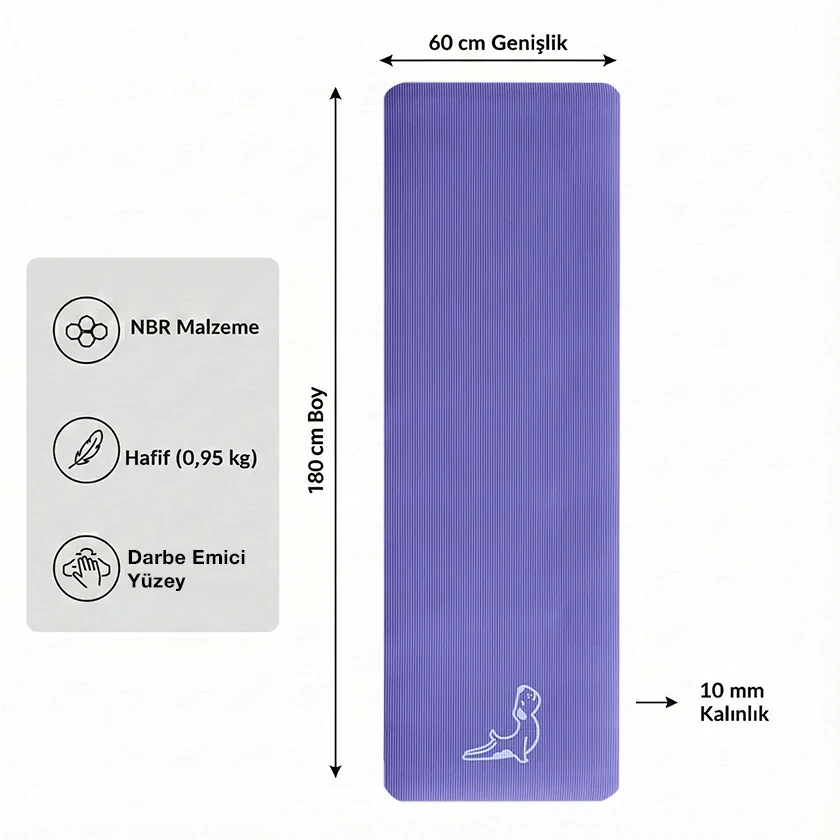 Comfort Serisi Mor 10 mm NBR Egzersiz Matı
