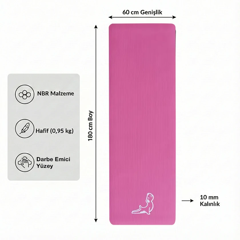 Comfort Serisi Pembe 10 mm NBR Egzersiz Matı