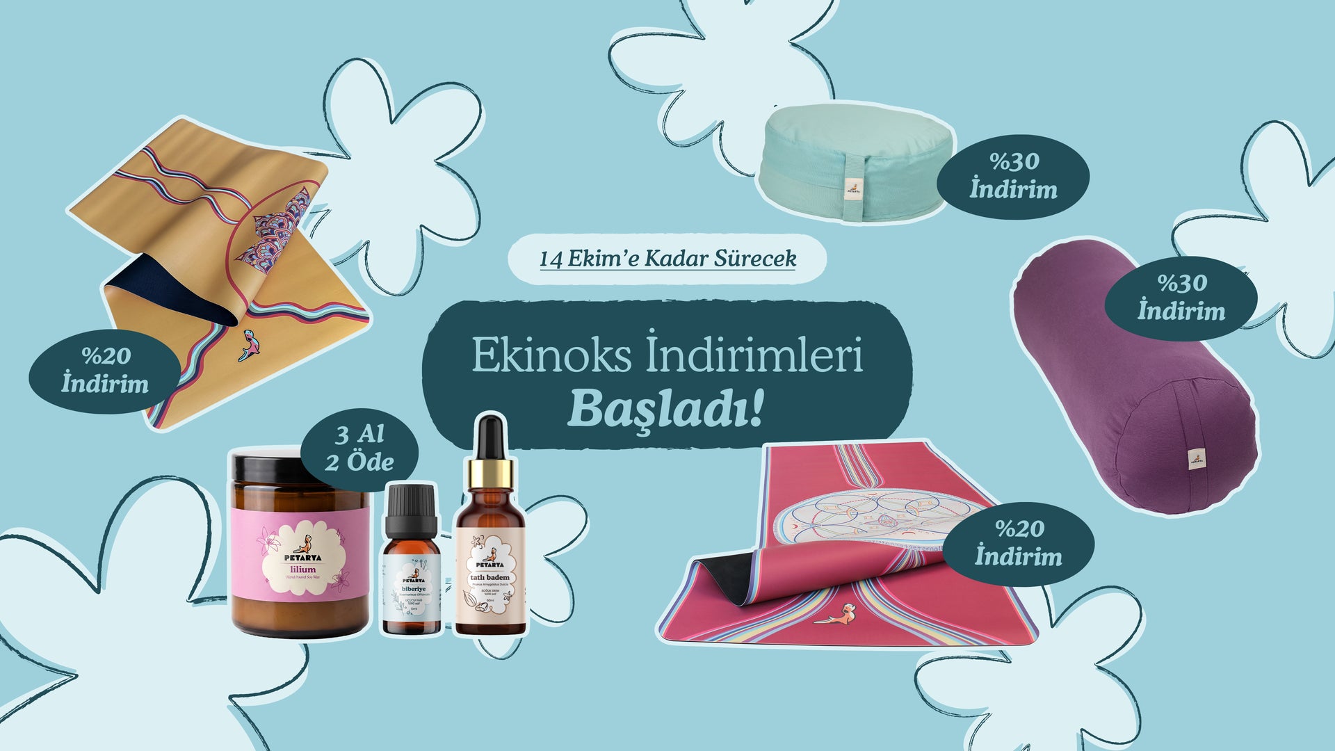 Petarya Ekinoks İndirimleri kampanya bannerı. %20 ve %30 indirimler