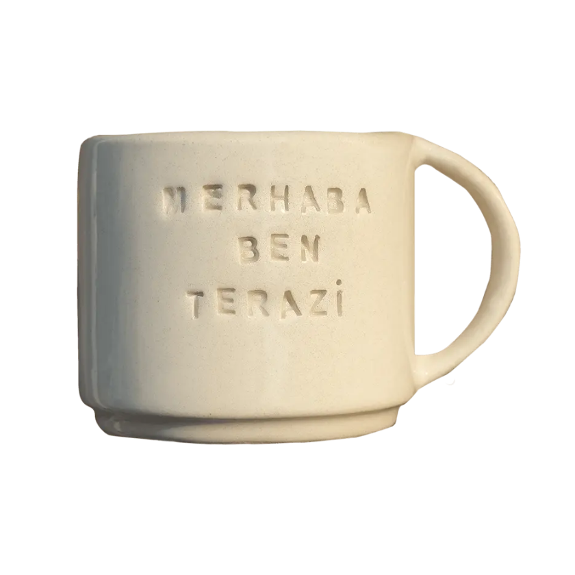 El Yapımı Terazi Seramik Burç Kupası