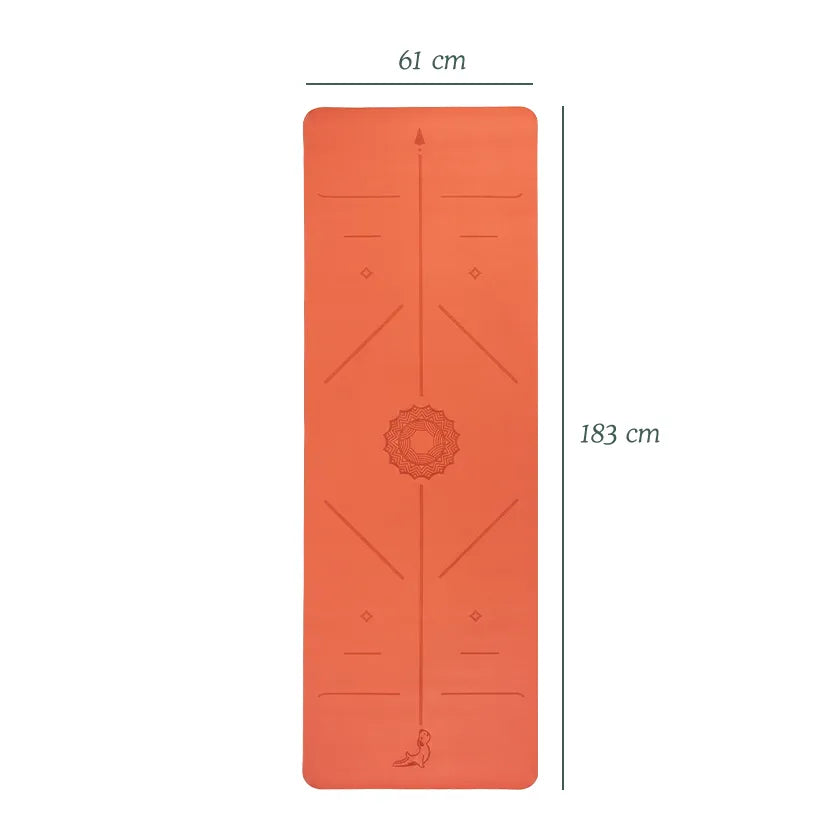 Focus Serisi Mercan Turuncu 4.1 mm Doğal Kauçuk Kaydırmaz Yoga Matı