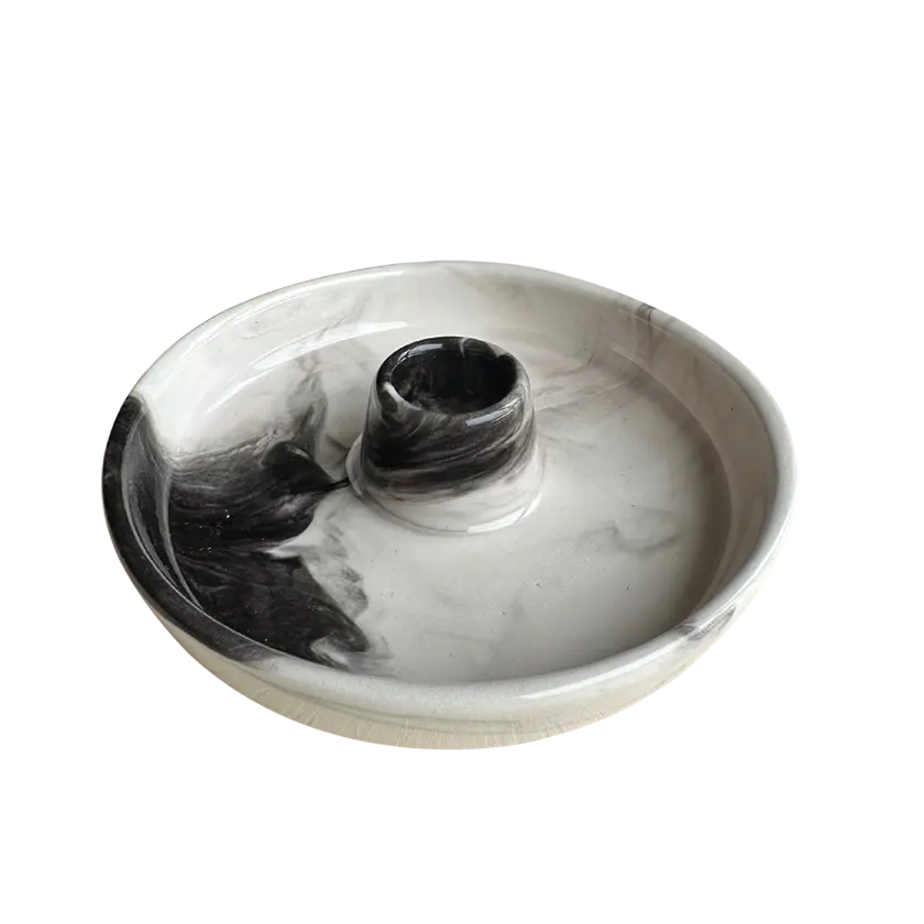 El Yapımı Seramik Beyaz & Siyah Palo Santo Tutucu