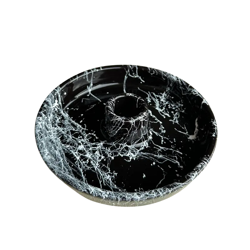 El Yapımı Seramik Siyah & Beyaz Palo Santo Tutucu