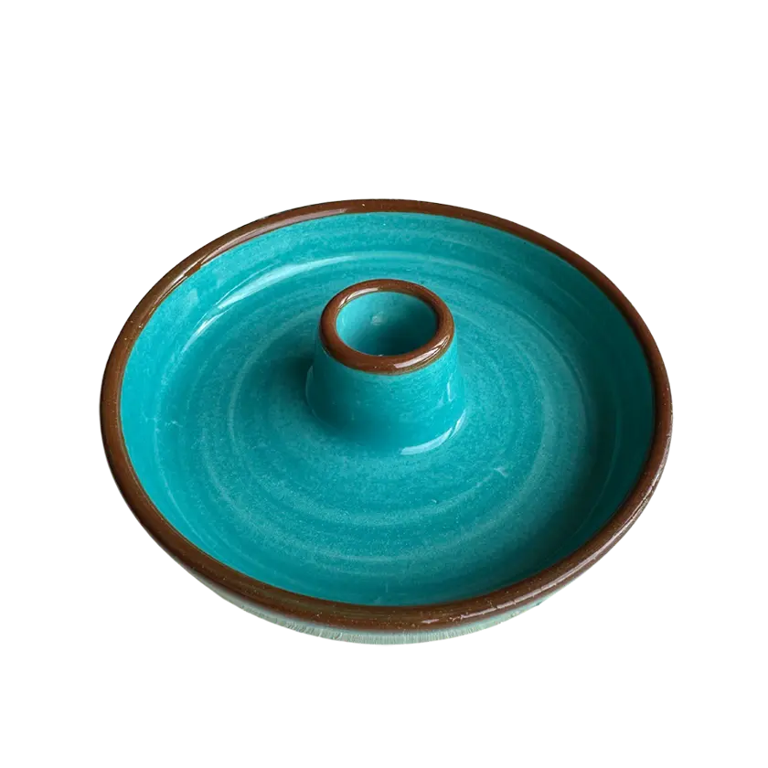 El Yapımı Seramik Turkuaz- Kahverengi Palo Santo Tutucu